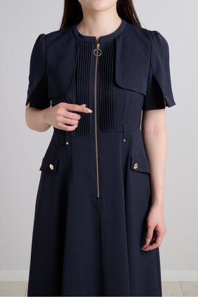 【beige / navy】【7月上旬発送】Nora Front Zip Dress