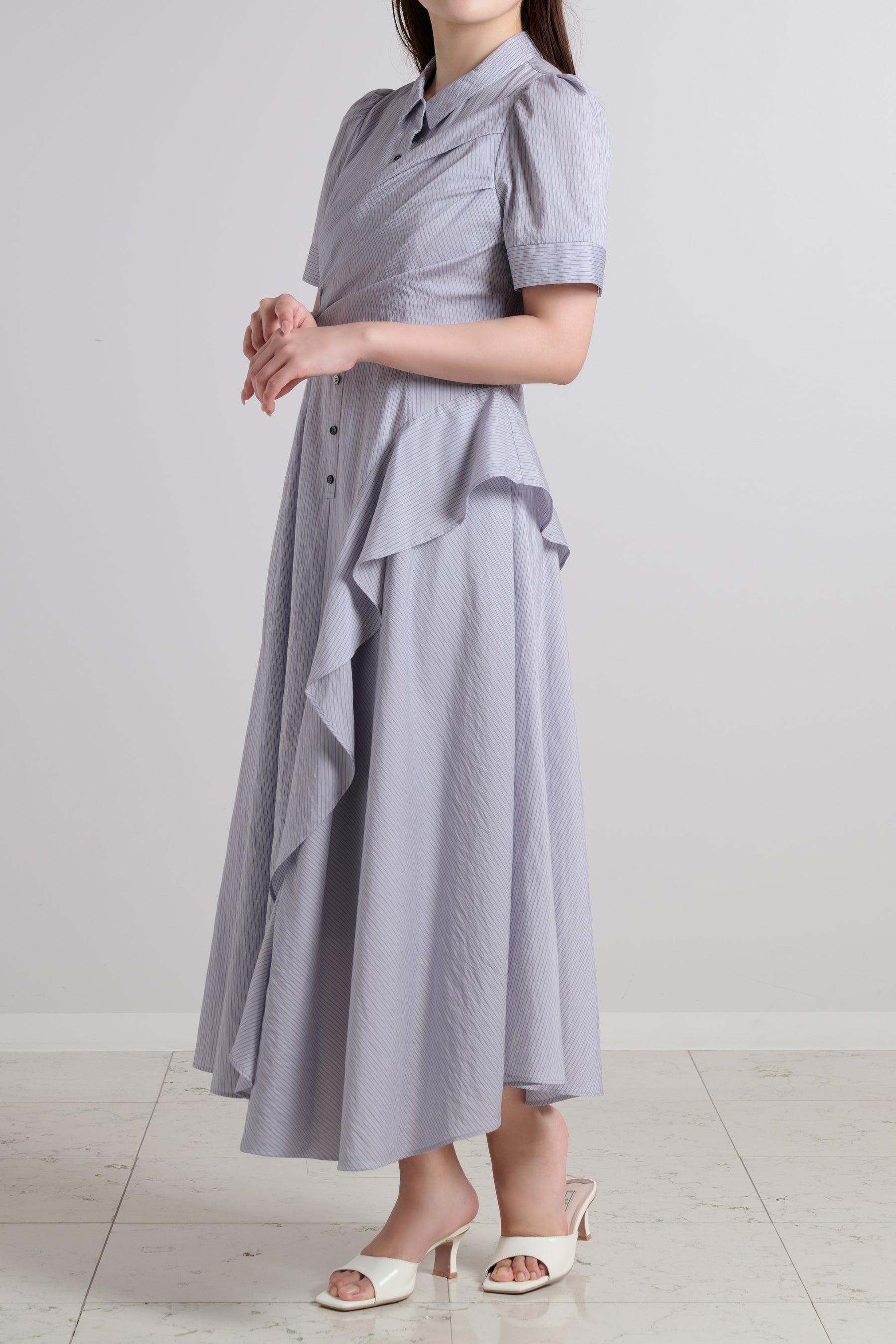 Striped Asymmetrical Shirt Dress