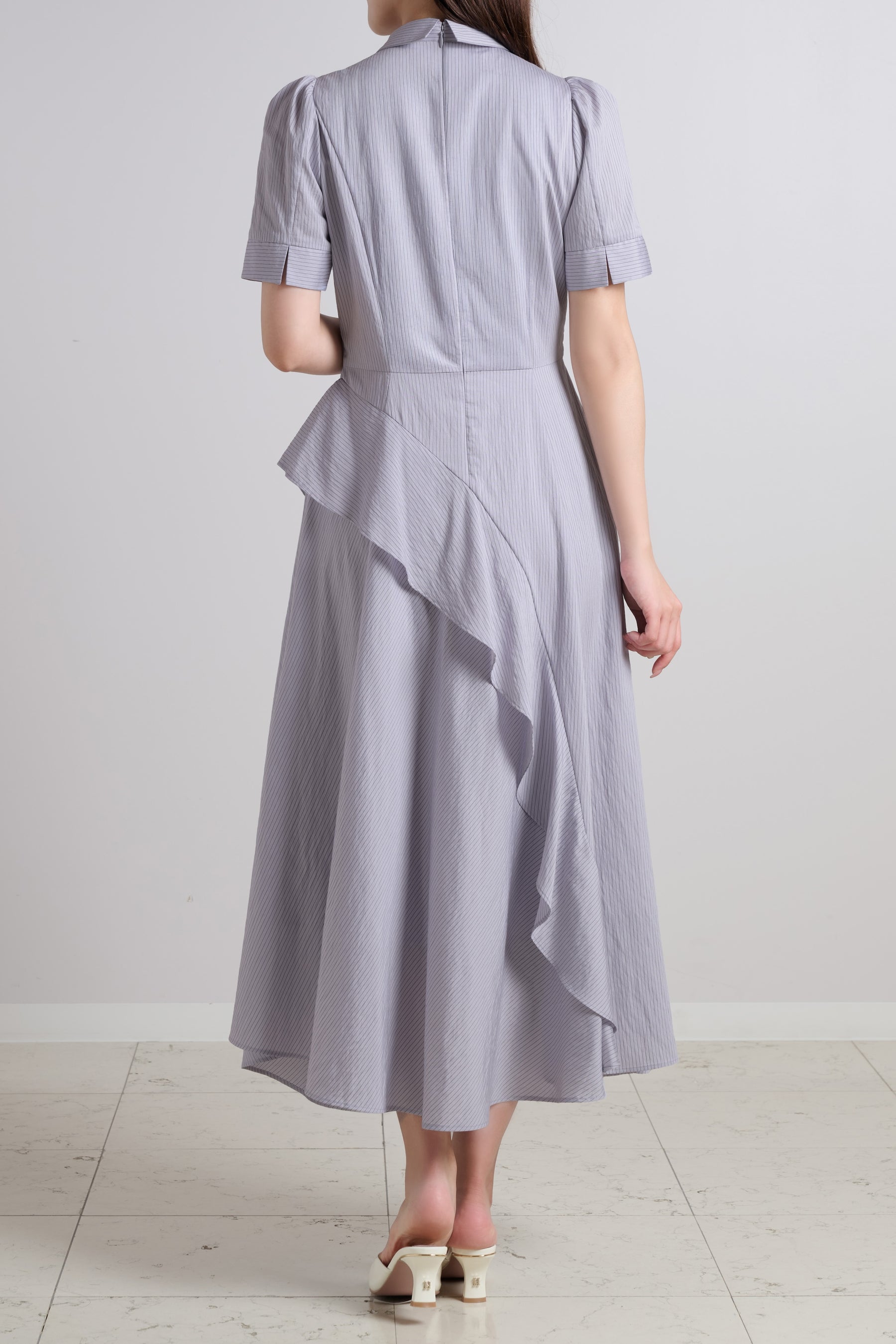 Striped Asymmetrical Shirt Dress