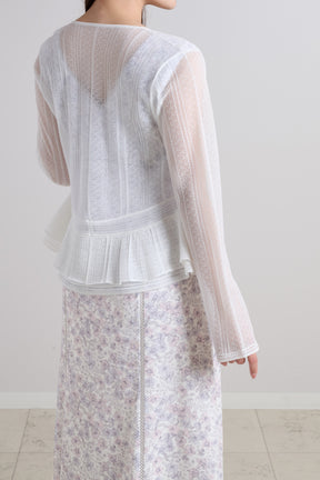 Shimmer Knit Peplum Cardigan		