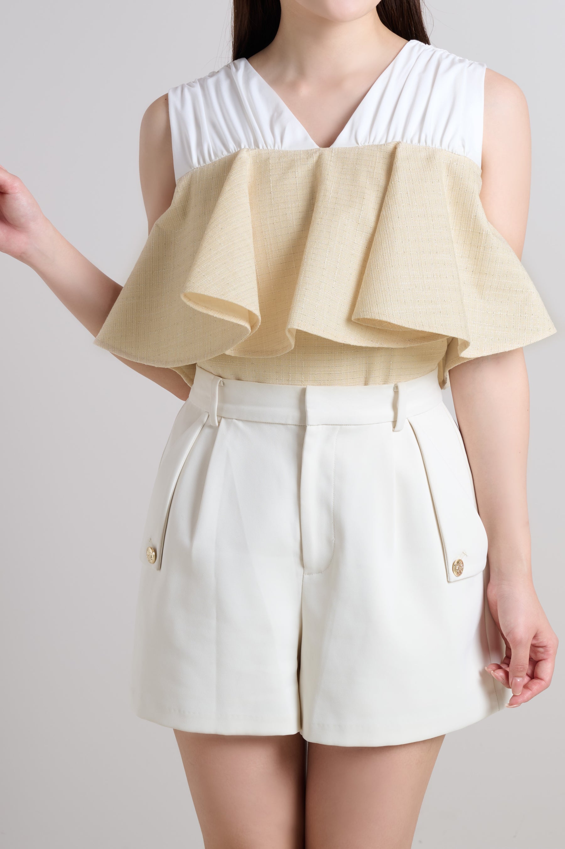 Chiara Tweed Frill Top