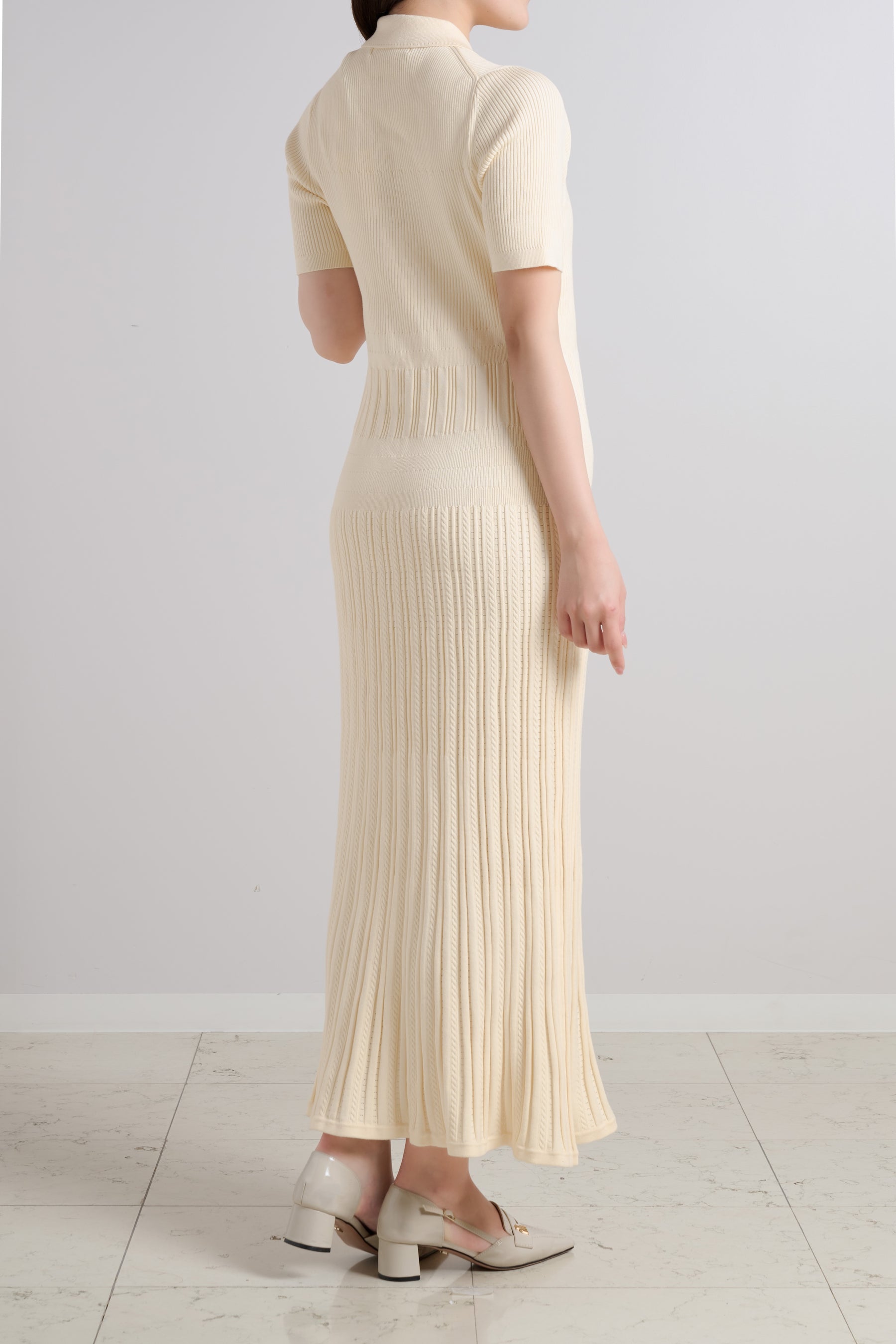 [Essentia] Eyelet Polo Knit Dress