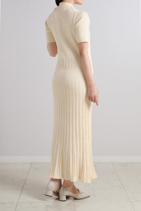 [Essentia] Eyelet Polo Knit Dress