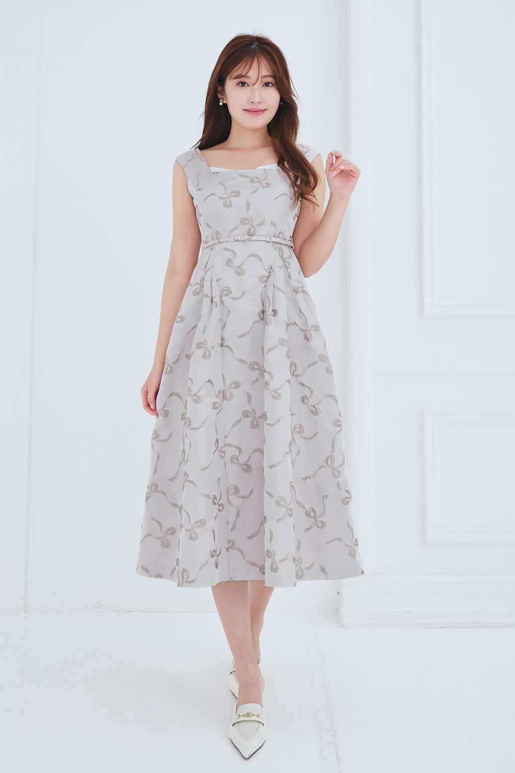 ecru/ beige pink】【7月上旬発送】Le Lien Jacquard Dress