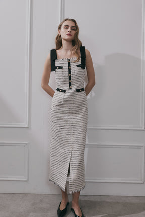 Vol.2 Tie-Shoulder Tweed Dress