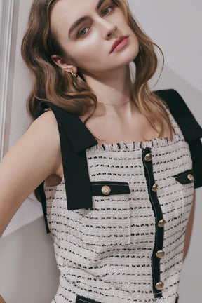 Vol.2 Tie-Shoulder Tweed Dress