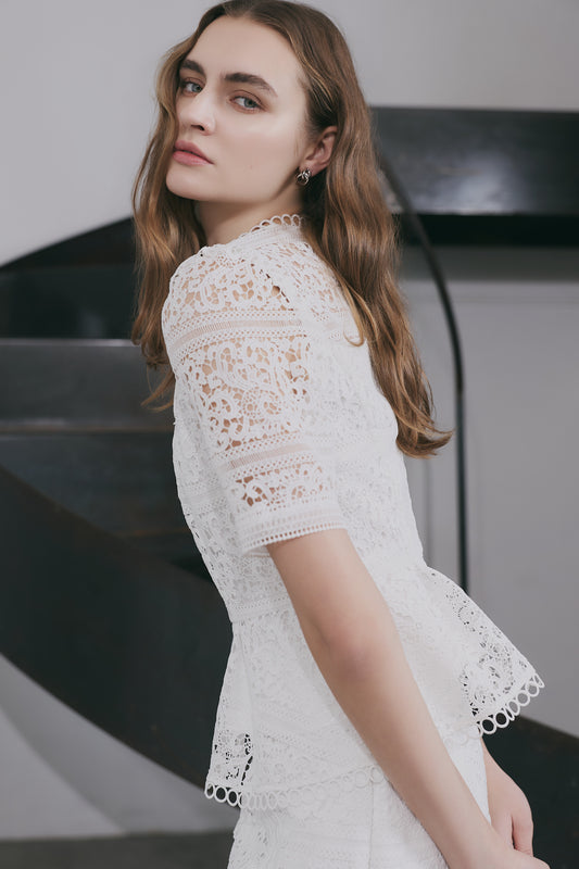 Vol.2 Embroidered Lace Peplum Top