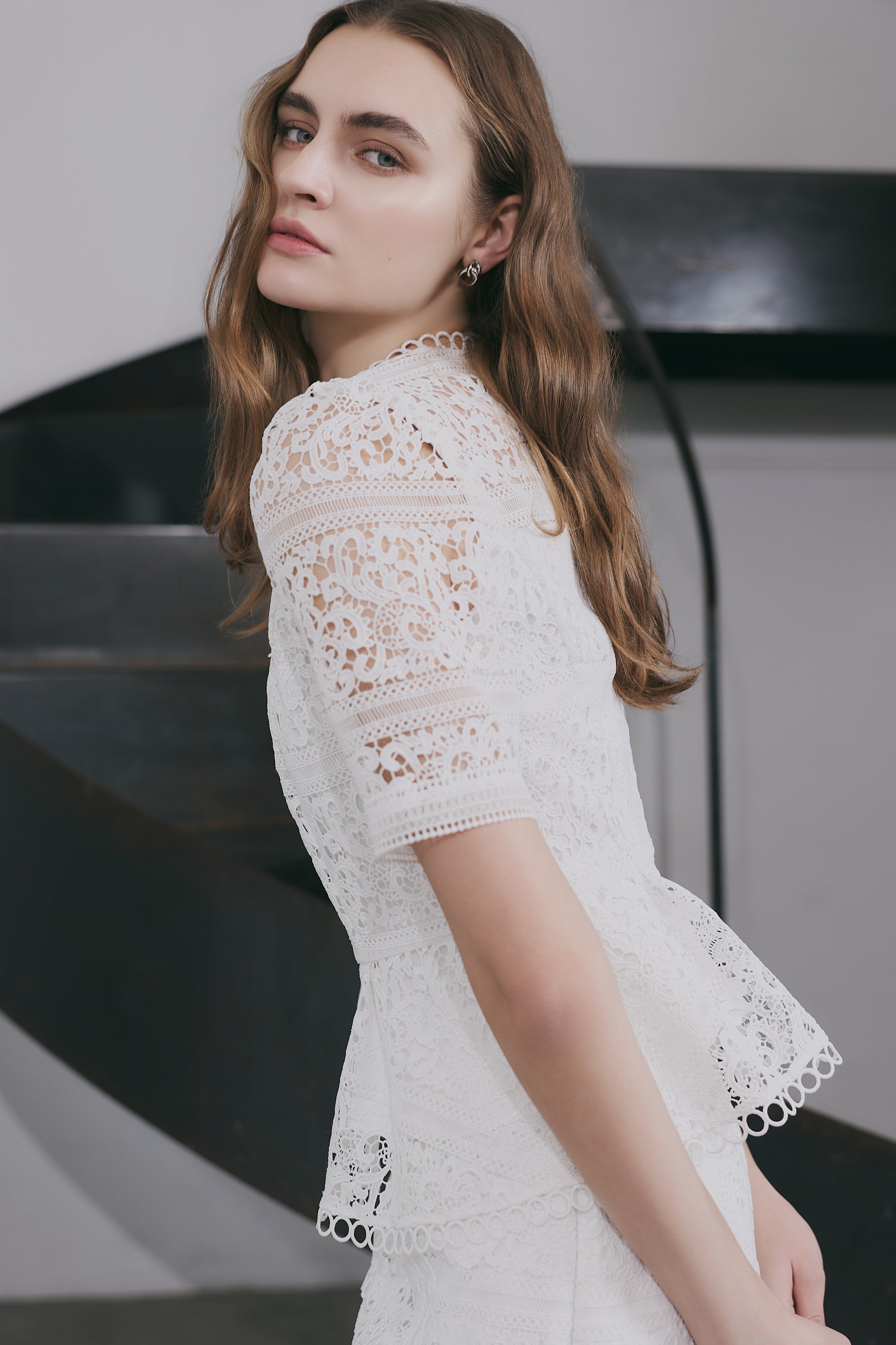 Vol.2 Embroidered Lace Peplum Top