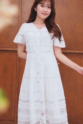 Clair Pintuck Lace Dress