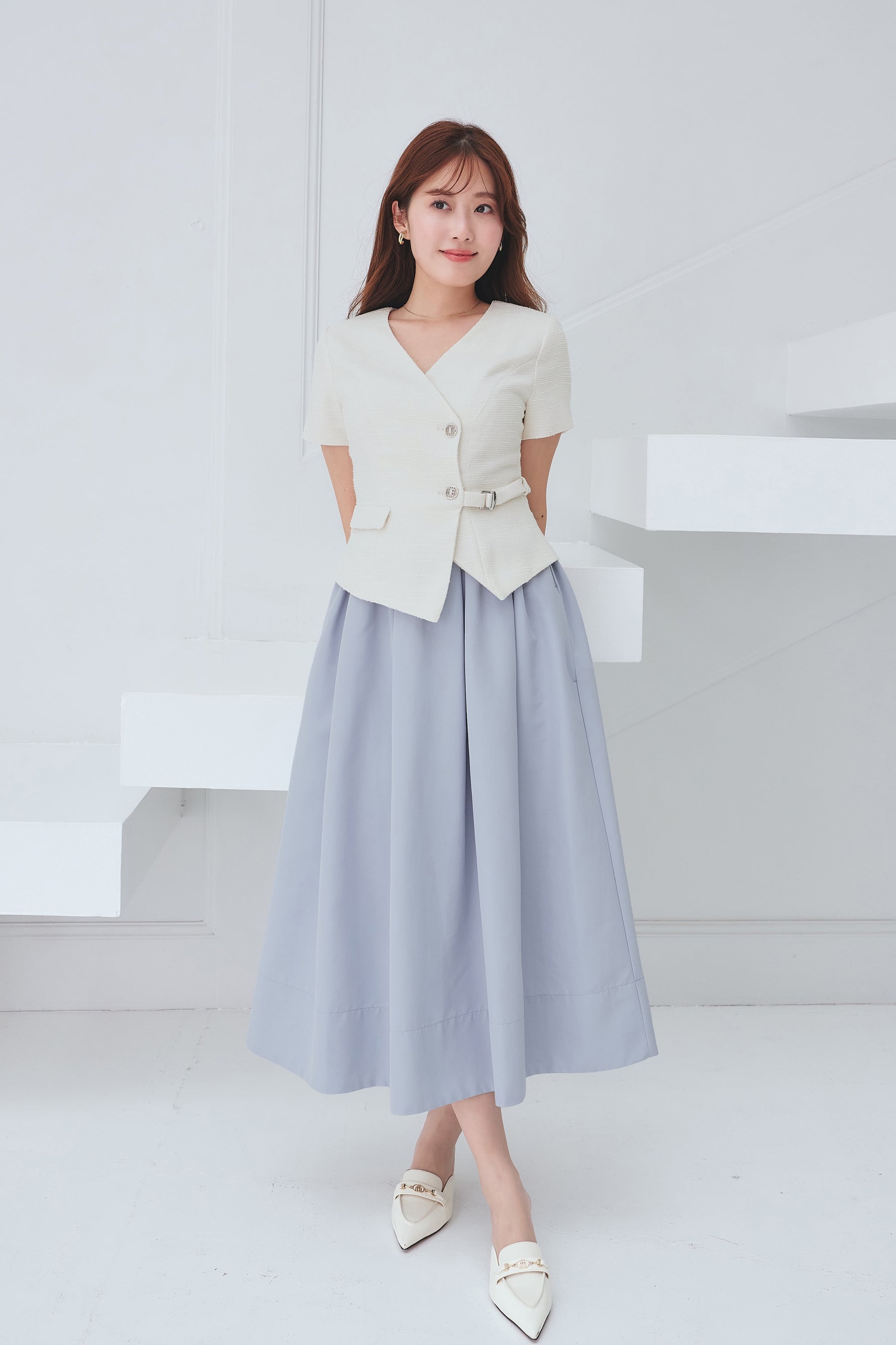 Asymmetrical Belted Docking Dress