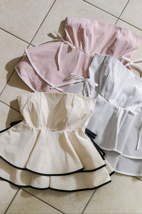 【vanilla / baby sky / powder pink】Lumiere Frilled Peplum Top