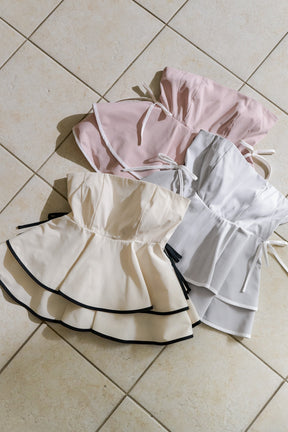 【vanilla / baby sky / powder pink】Lumiere Frilled Peplum Top