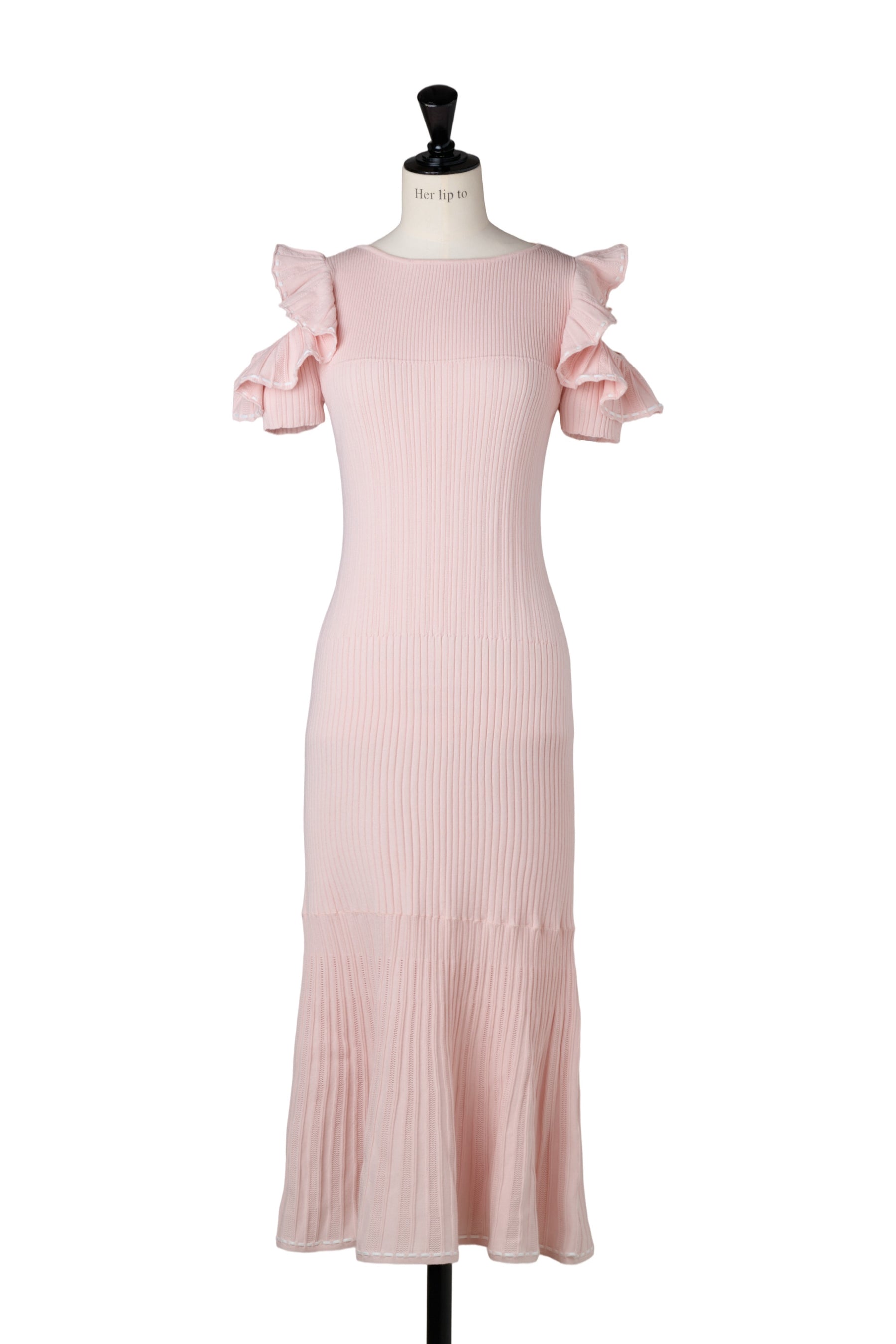 ［FOR HER］Stitch Frill-Shoulder Knit Dress