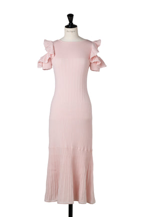 ［FOR HER］Stitch Frill-Shoulder Knit Dress