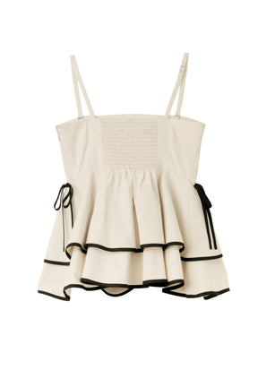 【vanilla / baby sky / powder pink】Lumiere Frilled Peplum Top