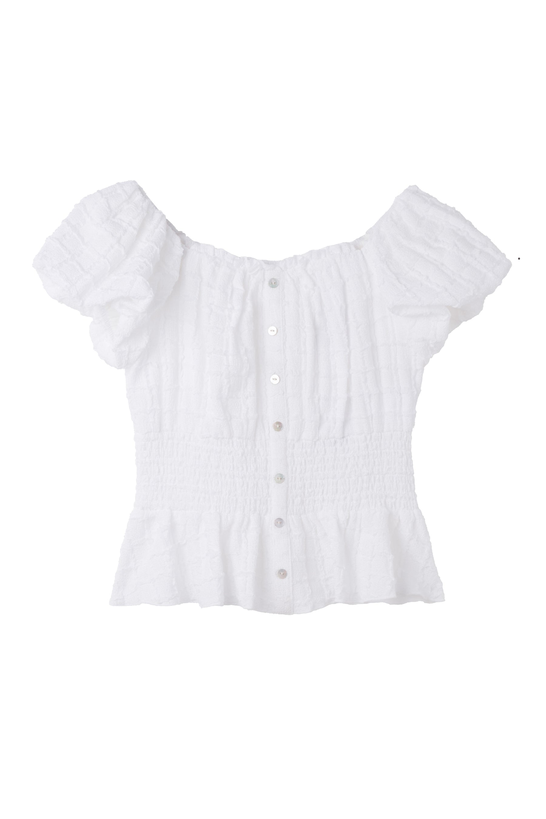 【完売】GLOWNY LILY PUFF BLOUSE TOP WHITE Lily Puff Sleeve Top