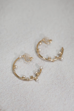 Crystal Pearl Hoop Earrings