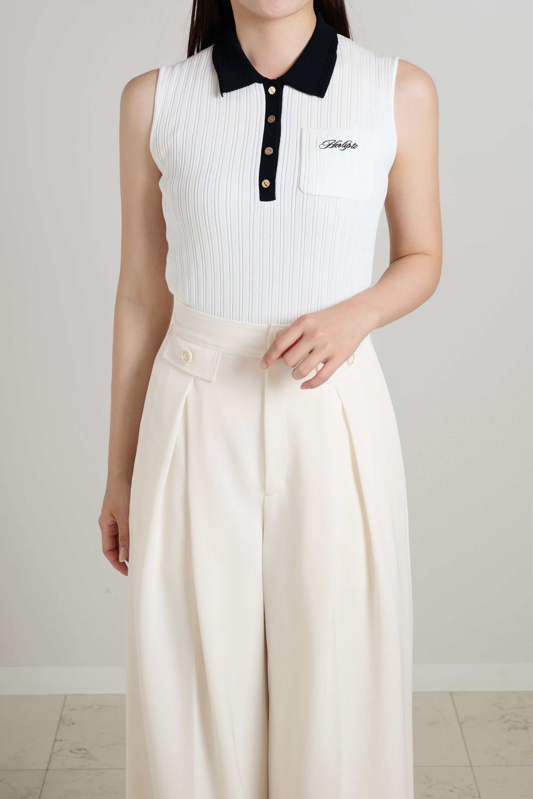 Calina Polo Knit Top
