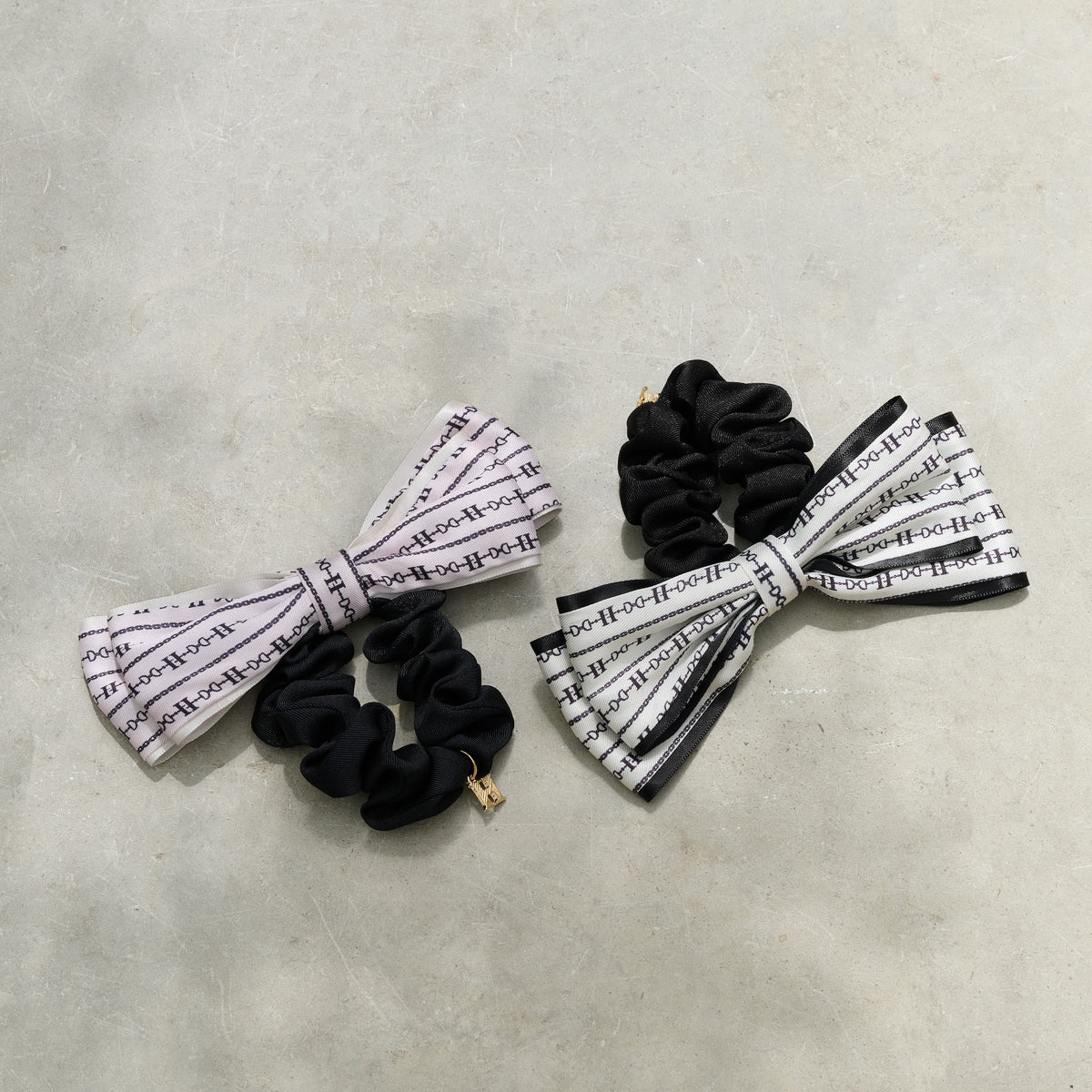 Striped H Logo Ribbon Hair Tie