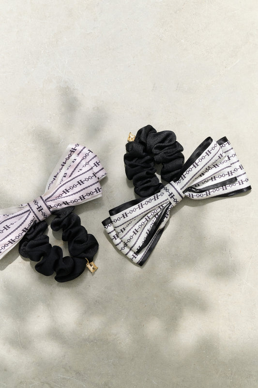Striped H Logo Ribbon Hair Tie