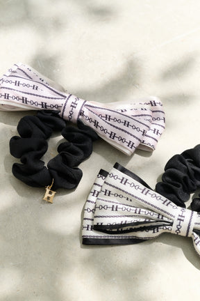 Striped H Logo Ribbon Hair Tie