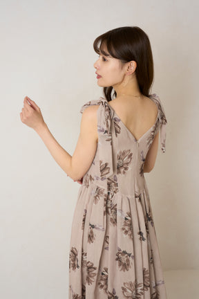 【新色】Sunflower-Printed Midi Dress