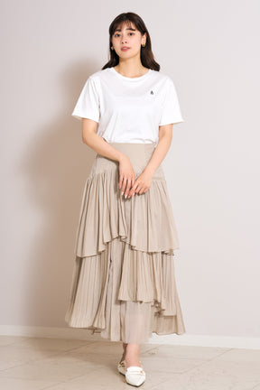 Sheer Pleated Tiered Skirt
