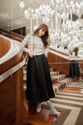 Shine Satin Volume Long Skirt