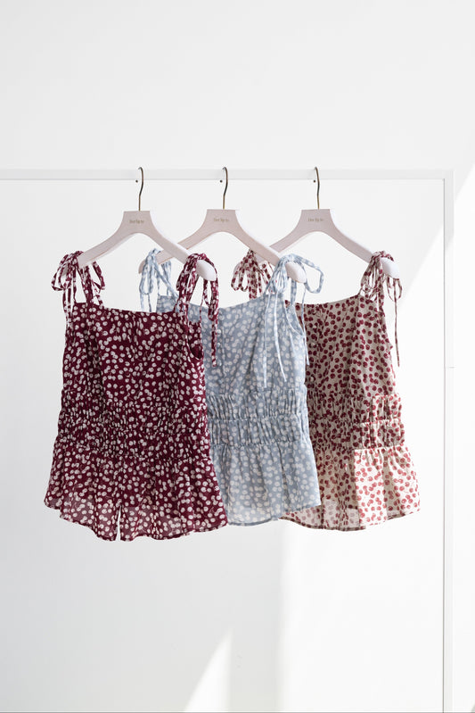 【新色】Cherry Pattern Strap Top