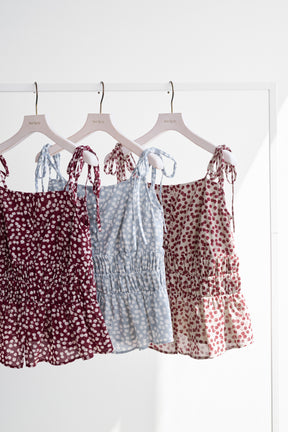 [New Color] Cherry Pattern Strap Top