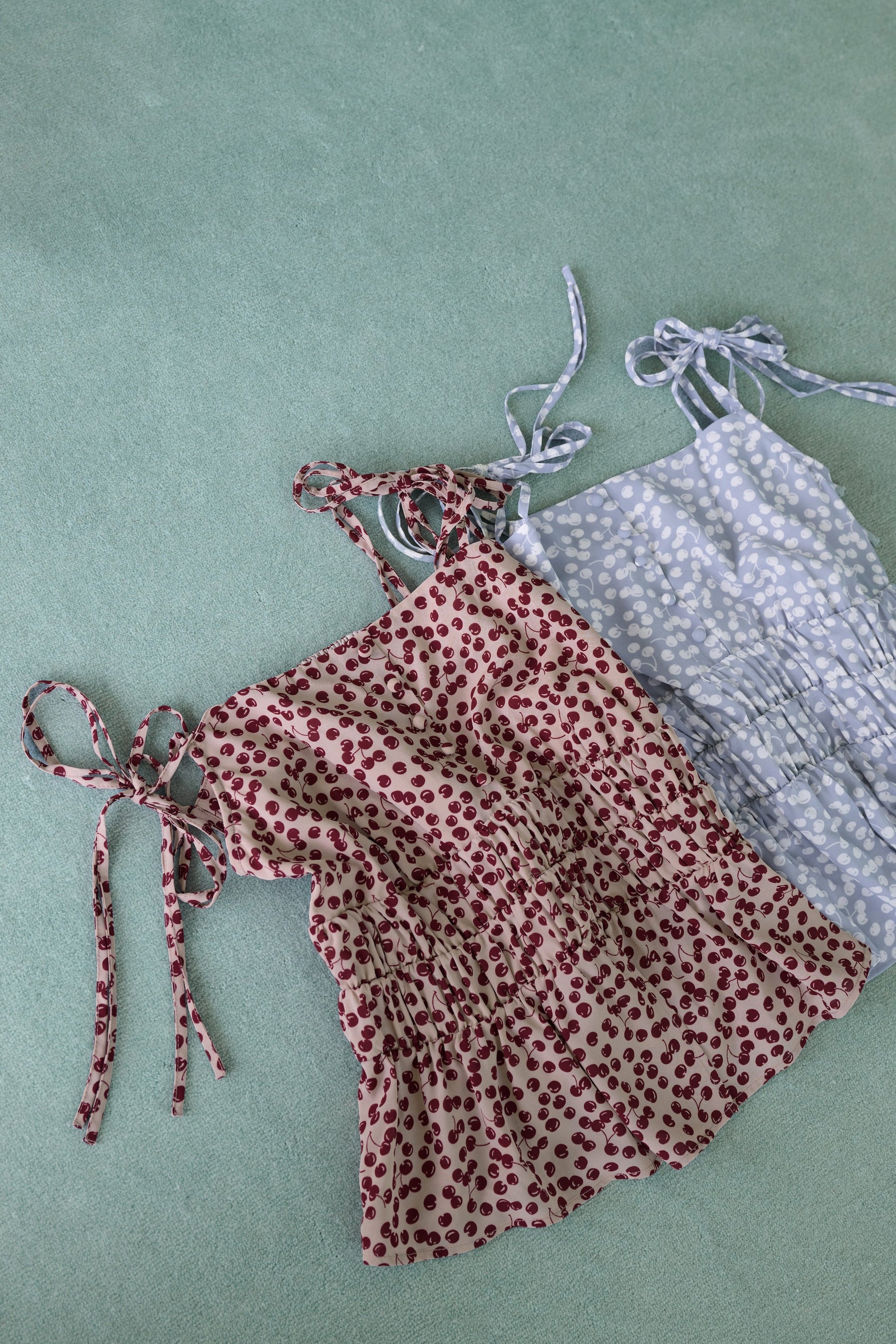 [New Color] Cherry Pattern Strap Top