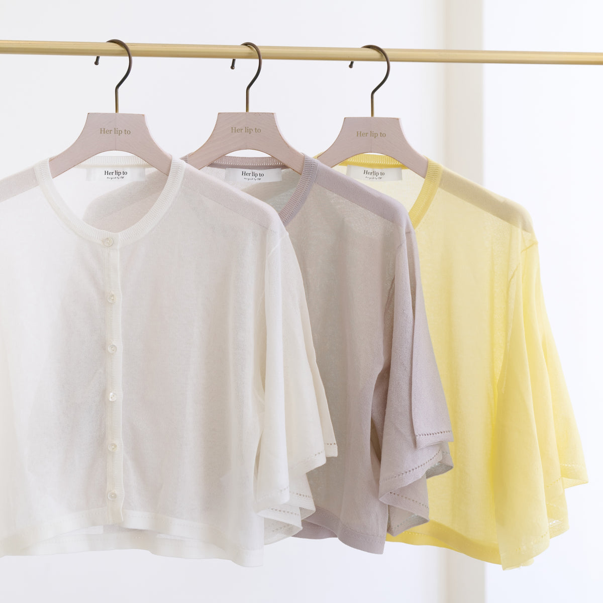 lemon] Butterfly Sleeve Cropped Cardigan