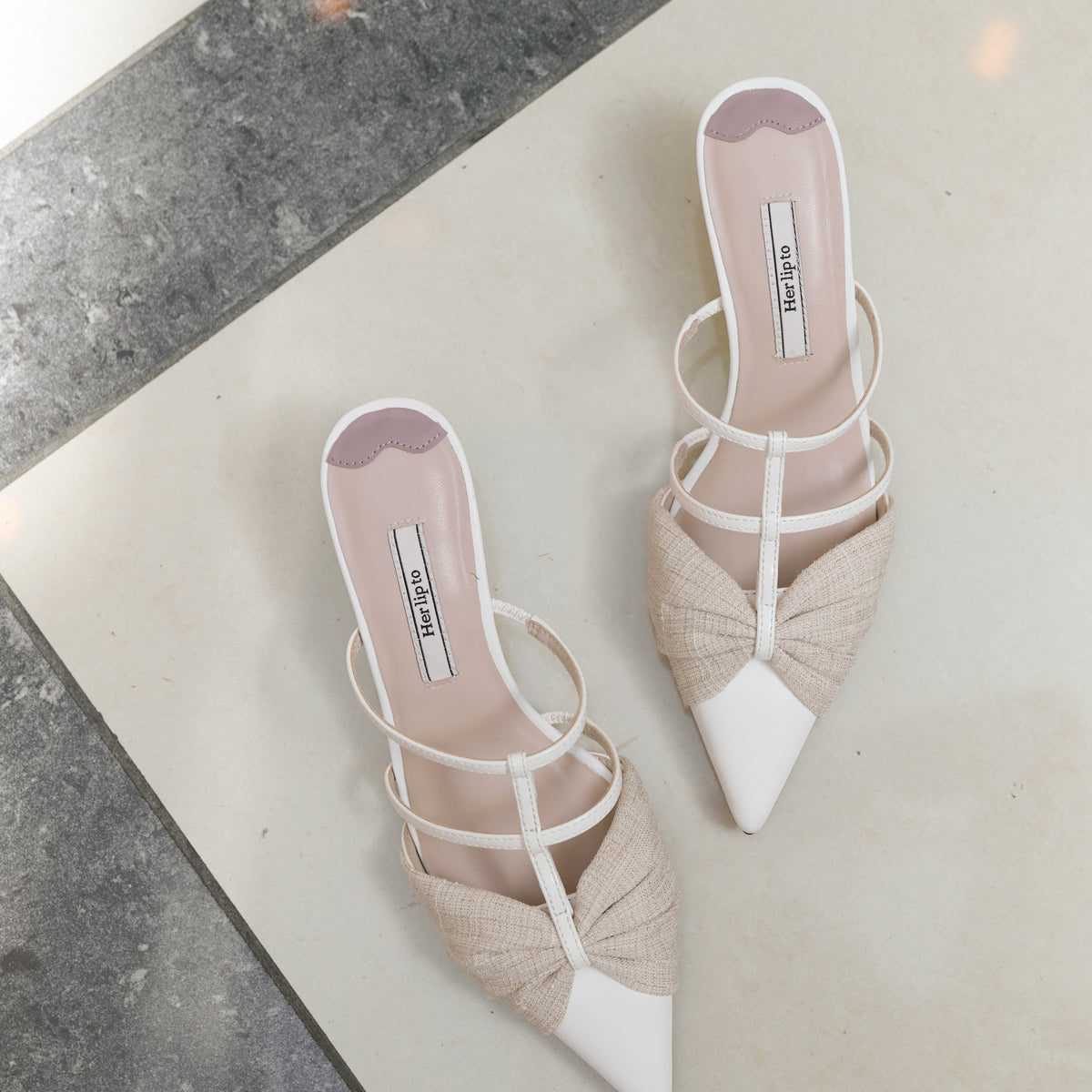 靴 Bow-Detail Double Strap Mules Ships in early August] Bow-Detail Double Strap Mules