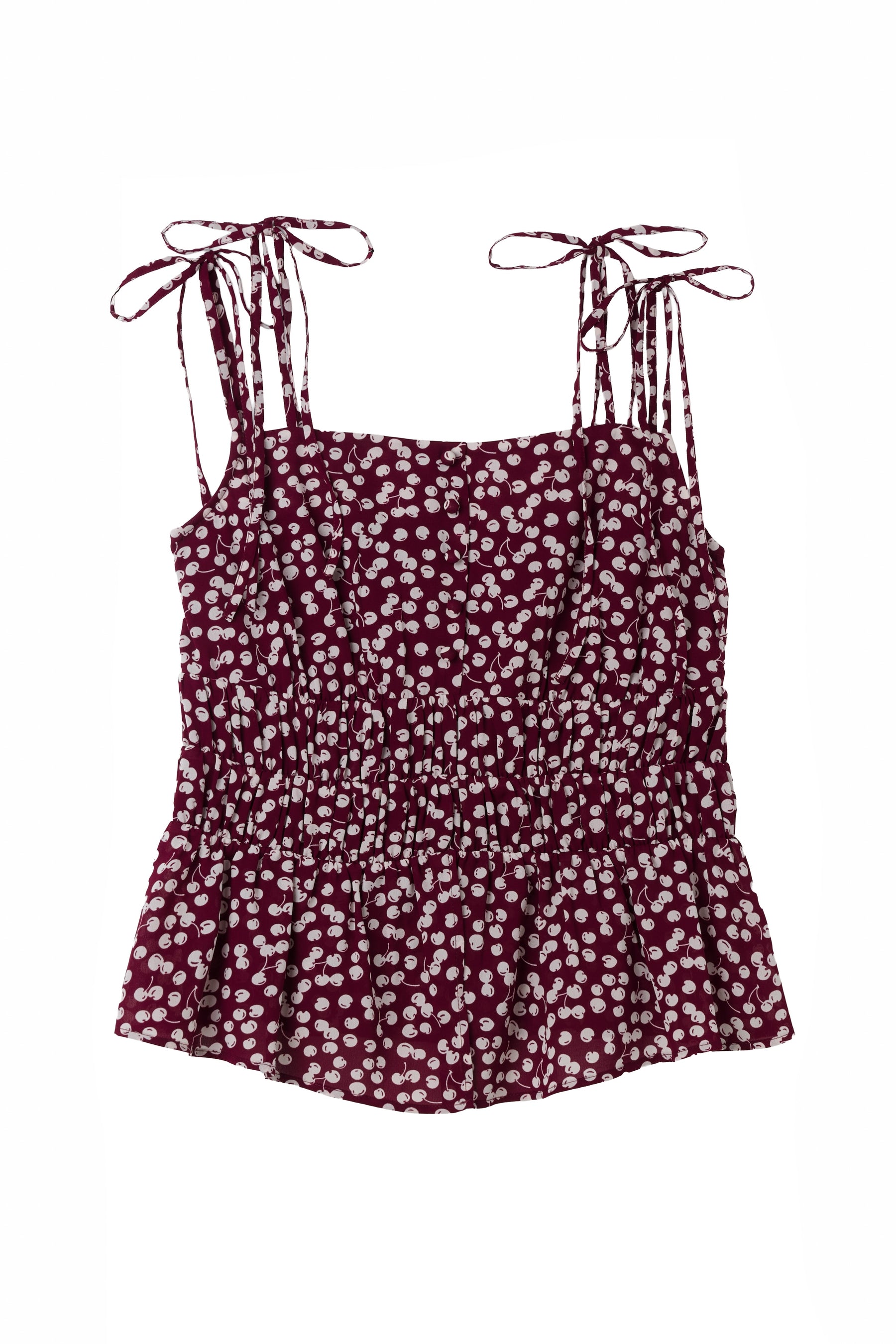 [New Color] Cherry Pattern Strap Top