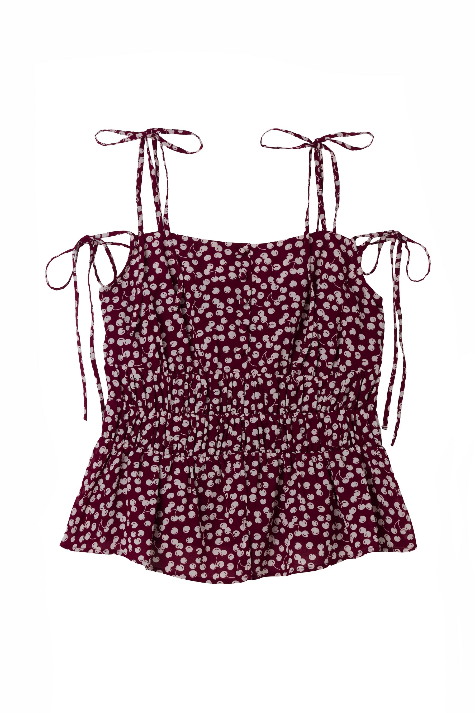[New Color] Cherry Pattern Strap Top