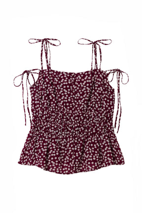 [New Color] Cherry Pattern Strap Top
