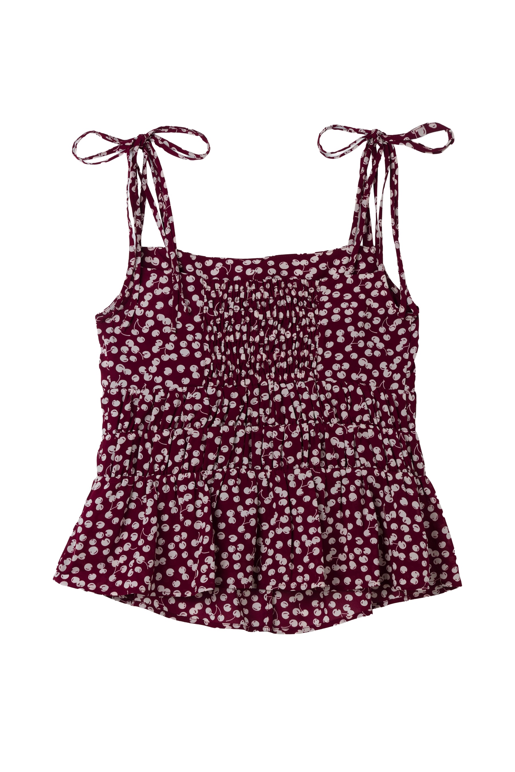 [New Color] Cherry Pattern Strap Top
