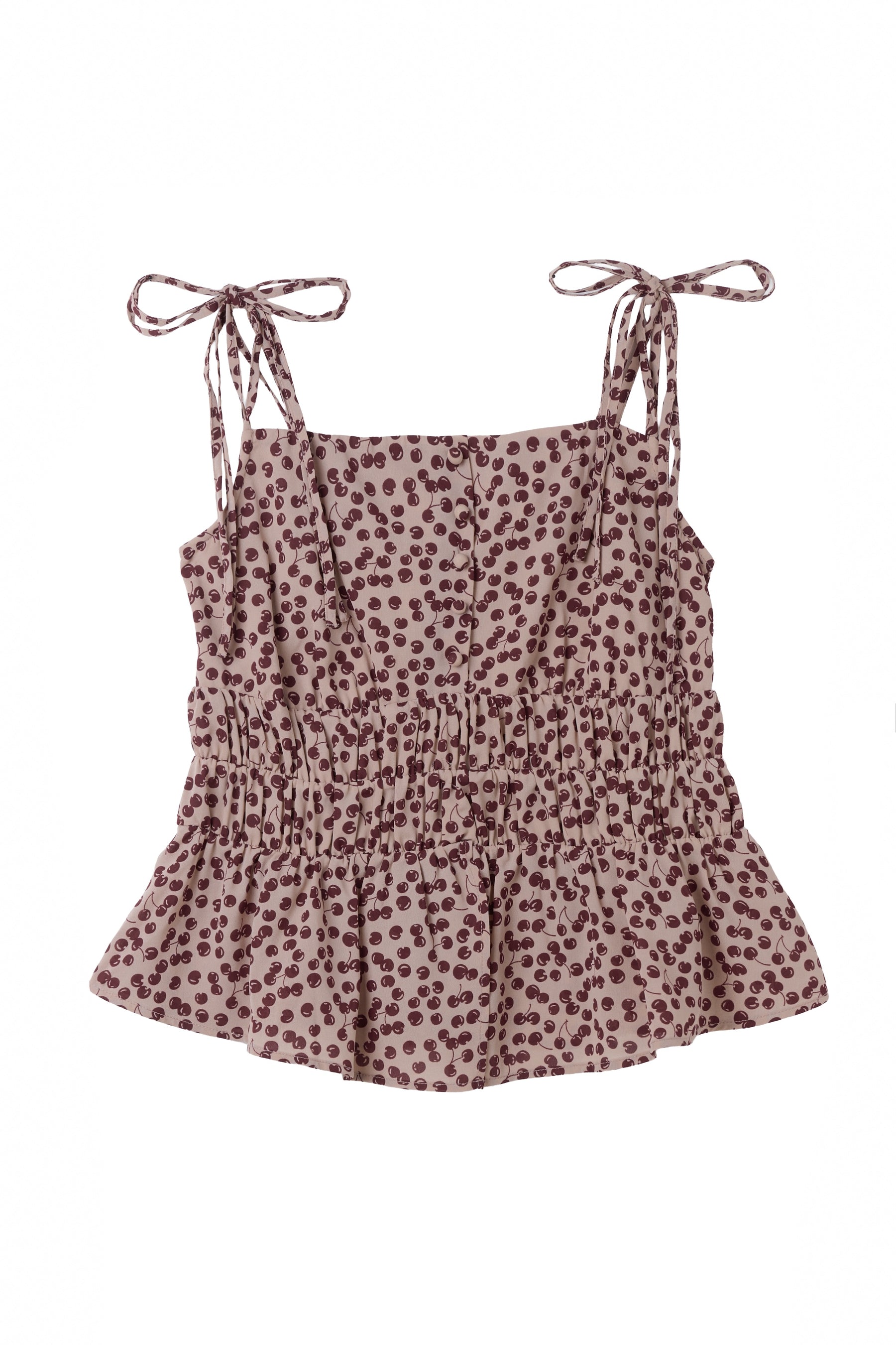 [New Color] Cherry Pattern Strap Top
