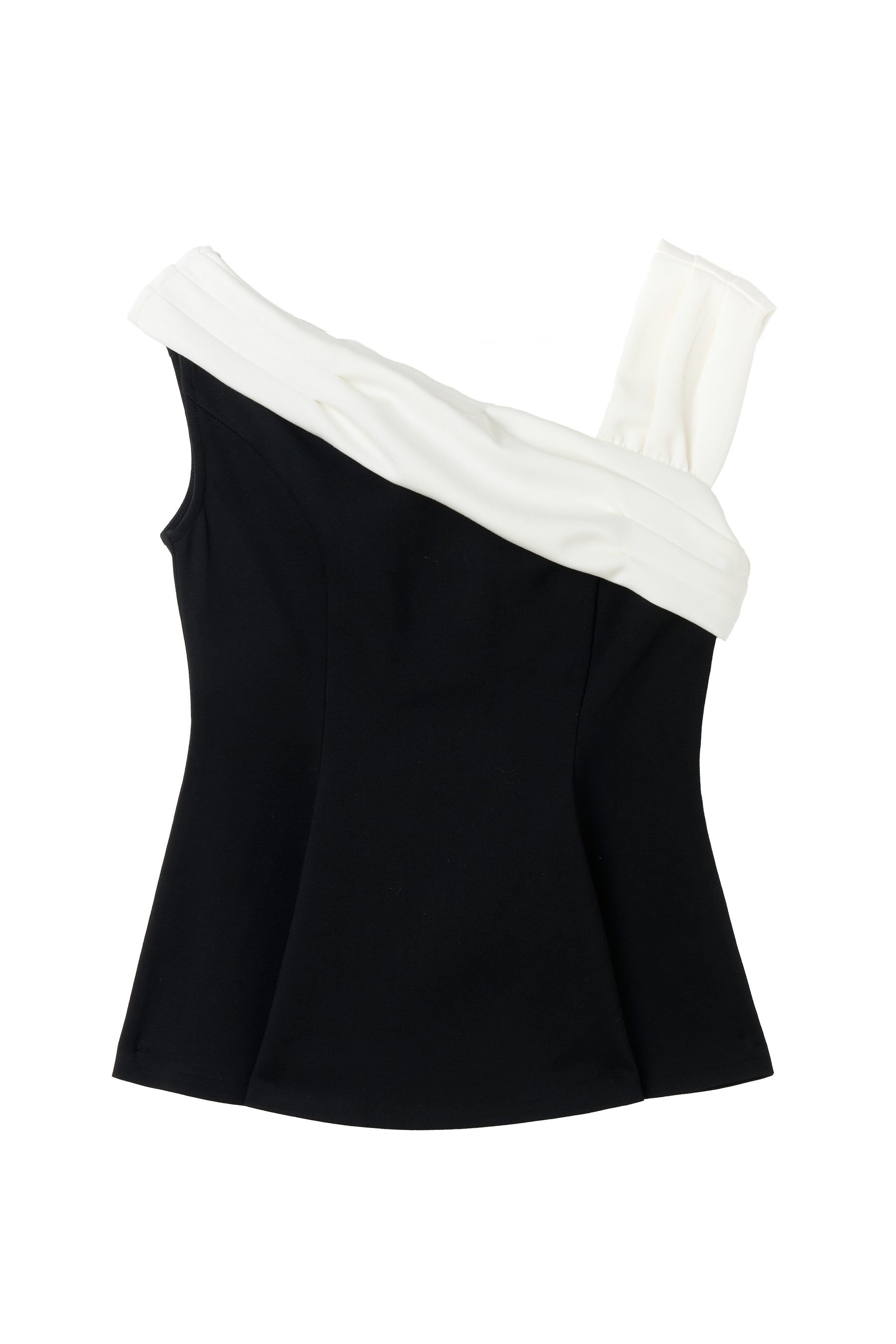 Asymmetric Two-Tone Peplum Top