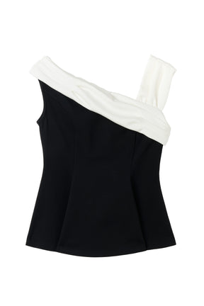 Asymmetric Two-Tone Peplum Top