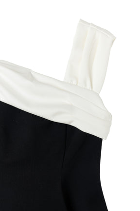 Asymmetric Two-Tone Peplum Top