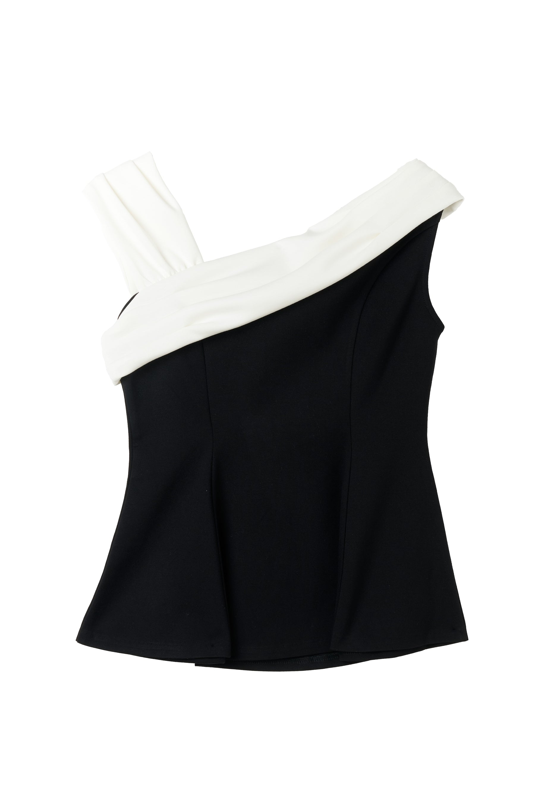 Asymmetric Two-Tone Peplum Top