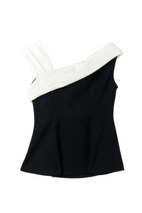 Asymmetric Two-Tone Peplum Top