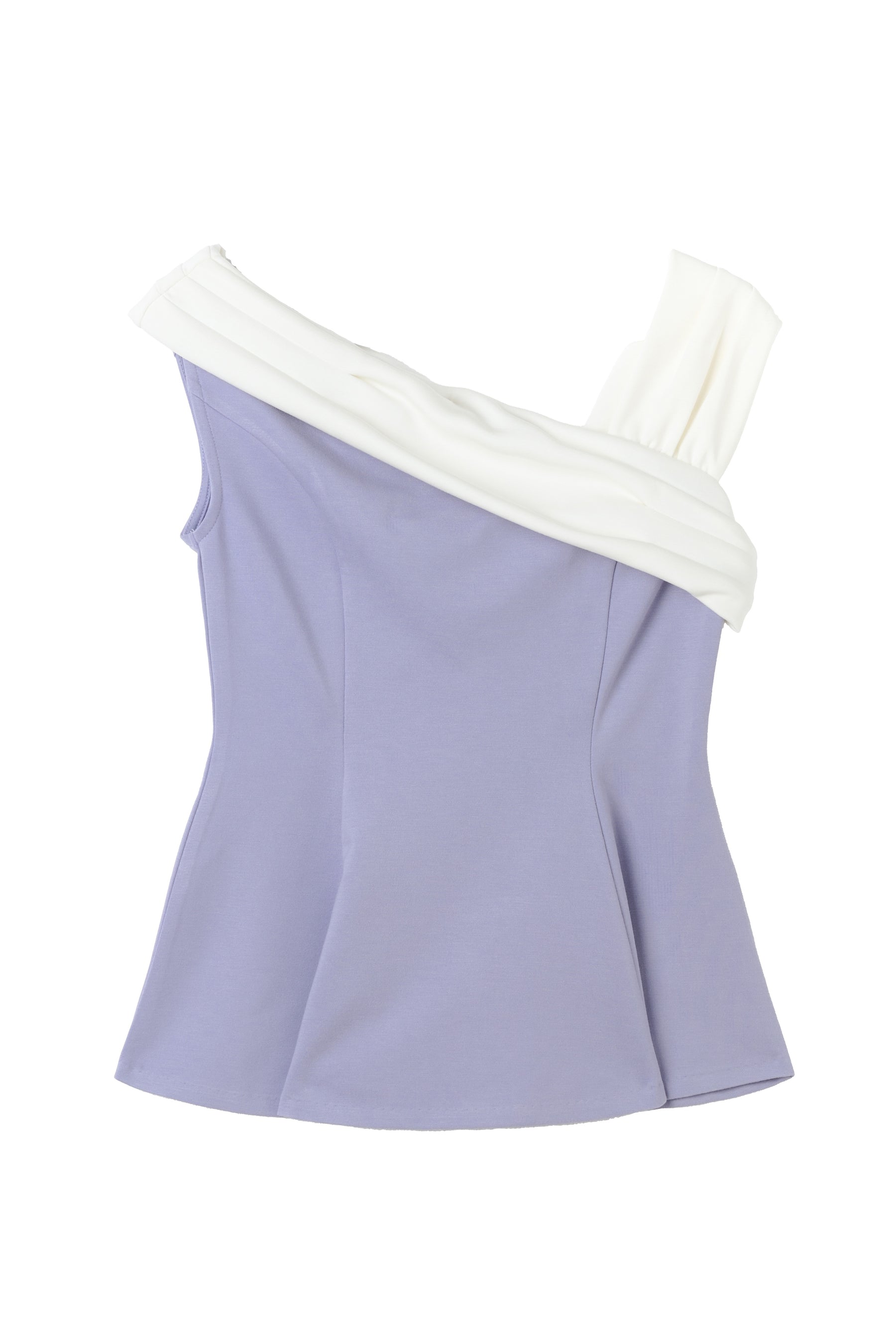 Asymmetric Two-Tone Peplum Top