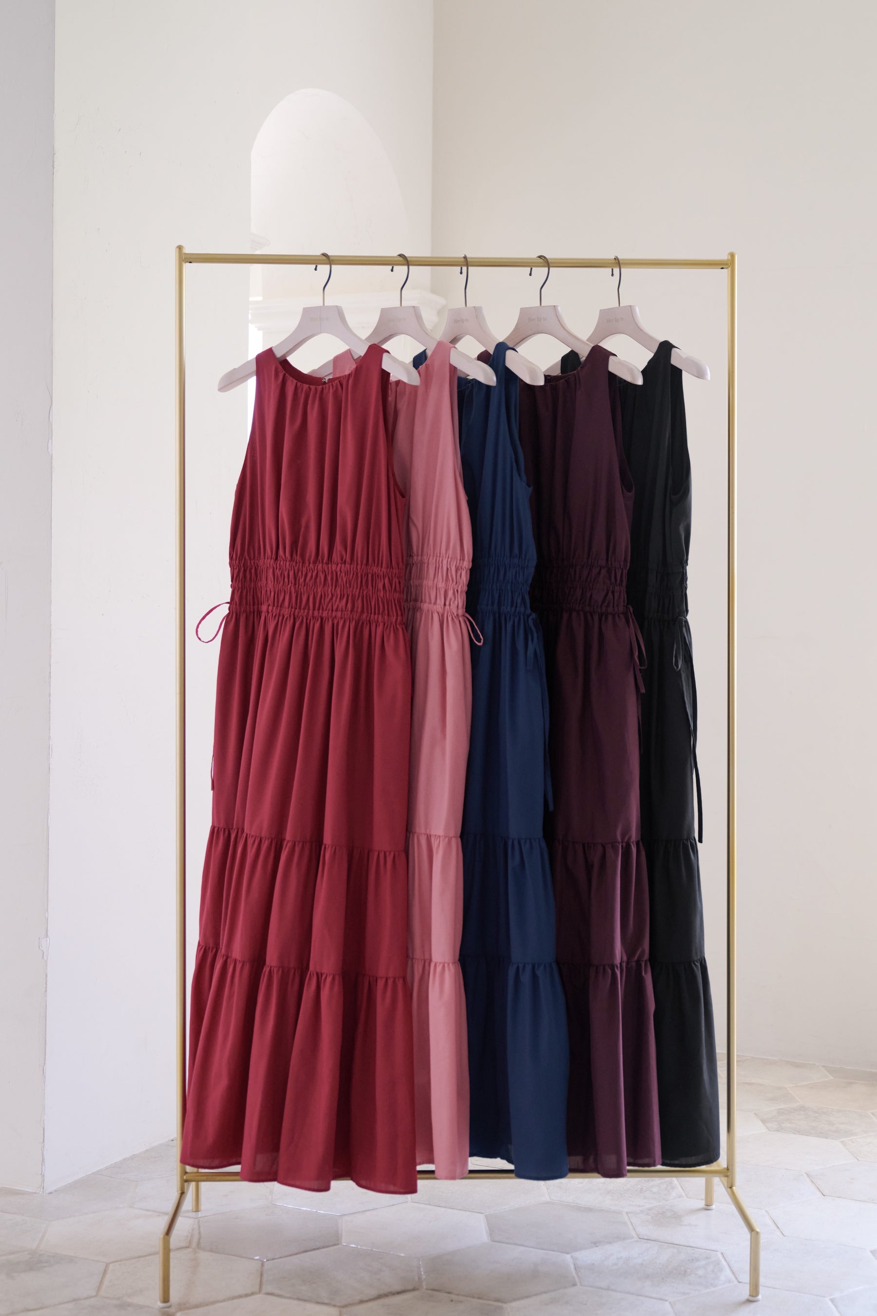 【新色】Riviera Bow Tiered Long Dress