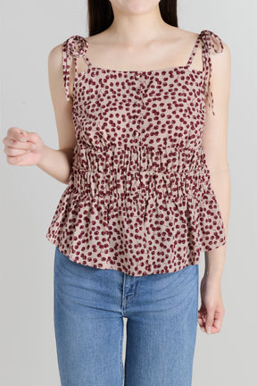 [New Color] Cherry Pattern Strap Top