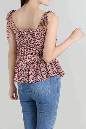 [New Color] Cherry Pattern Strap Top