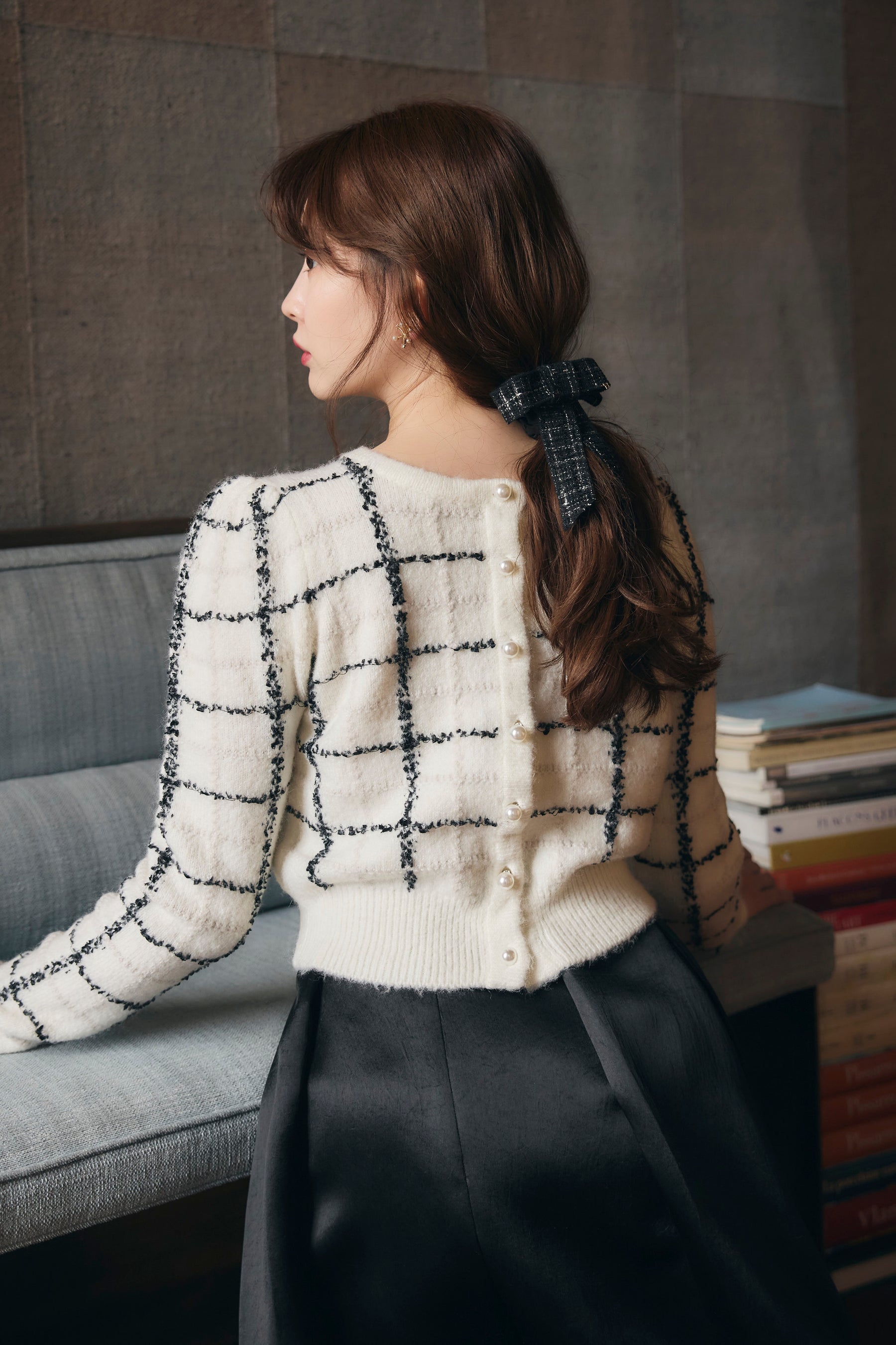 Bouncy Check Knit Pullover