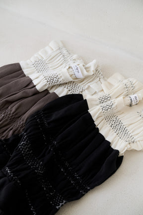Two-Tone Gathered Knit Dress