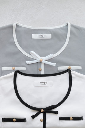 Two-Tone Ribbon-Trim Tee